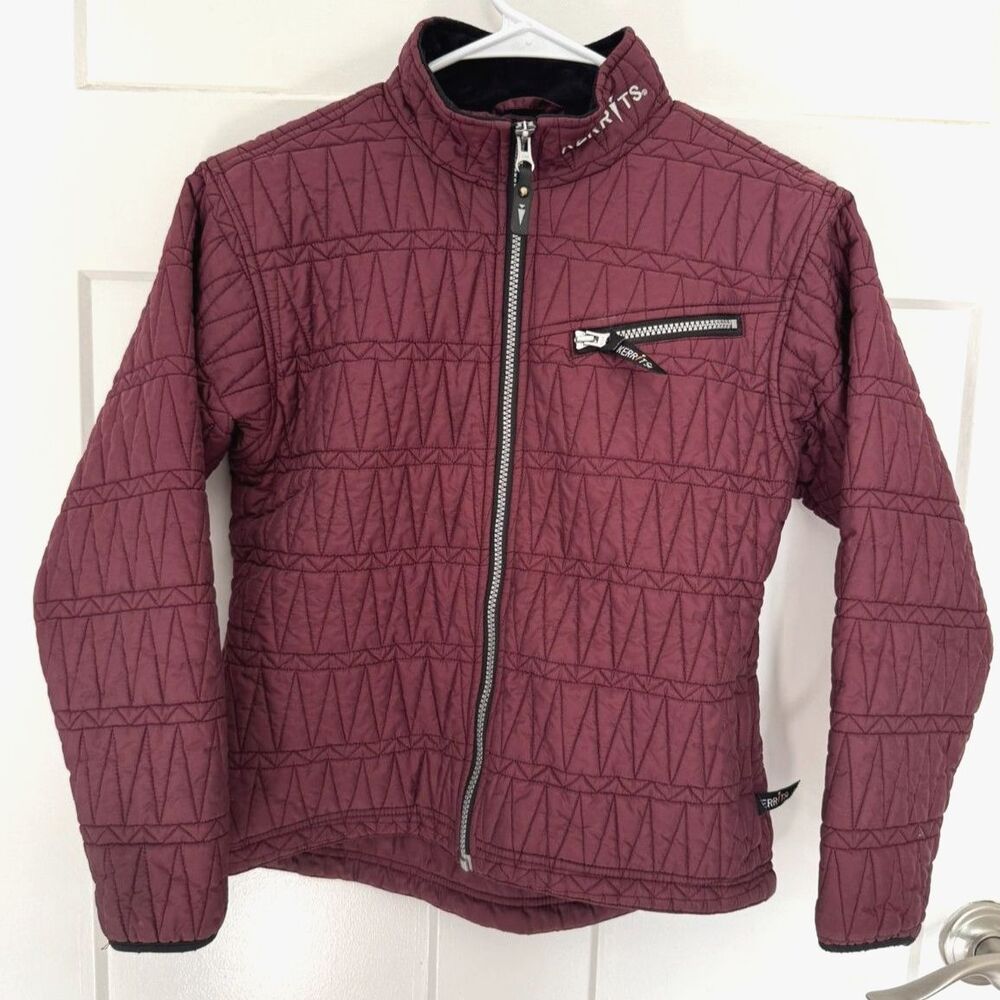 Kerrits Kids Youth Large Quilted Equestrian Riding Jacket Maroon Plum Horseback